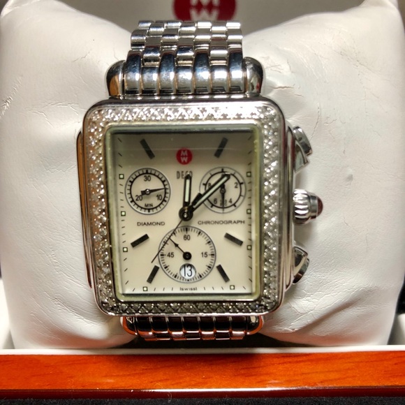 SOLD. Authentic Michele Deco with diamond bezel - Picture 3 of 8